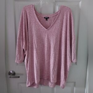 Express V Neck Heathered Pink Knit Top Size XL